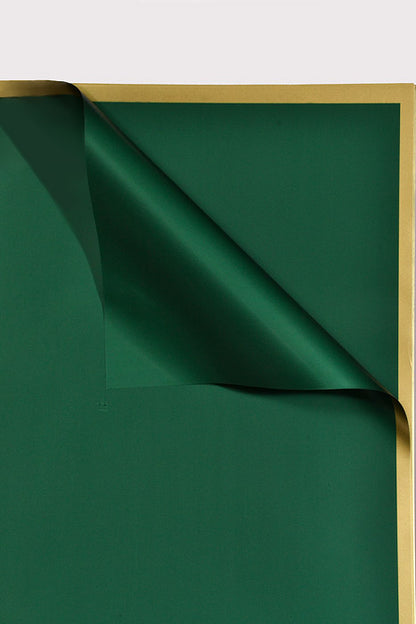 22.5" Gold Edge Flower Wrapping Paper Green Pkg/20