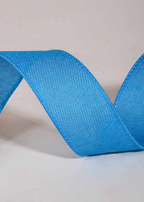 1.5" X 10Yds Wired Poly Linen Ribbon Turquoise