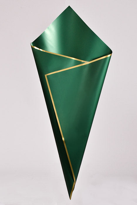 22.5" Gold Edge Flower Wrapping Paper Green Pkg/20