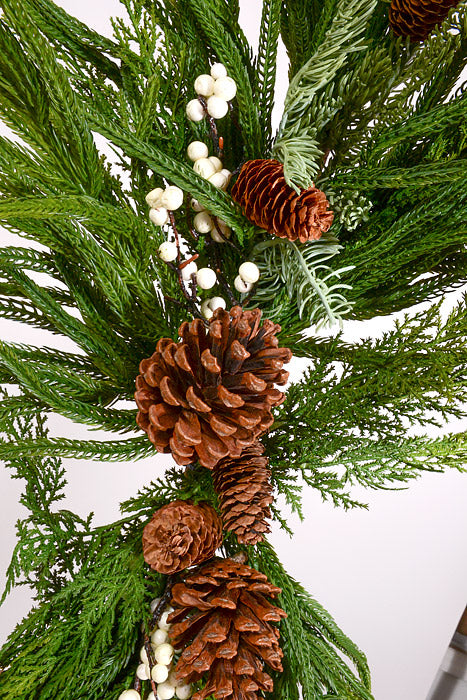 36" Artificial Real Touch Mixed Evergreen W/Berry Swag Green/White