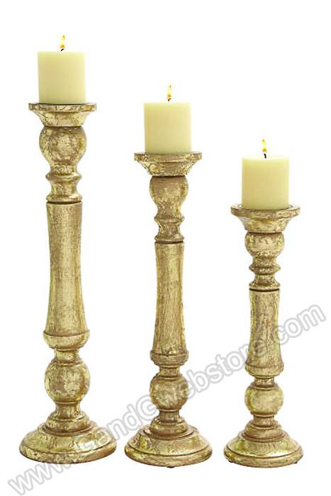 15"/18"/21" Wood Candle Holder Set/3