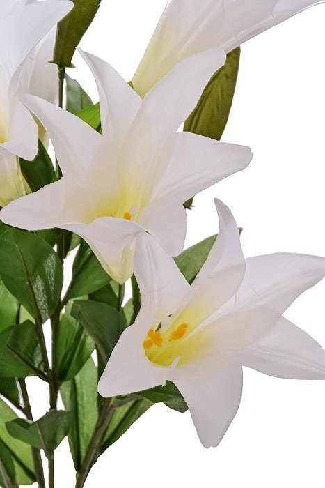 25" Silk Easter Lily Bush White