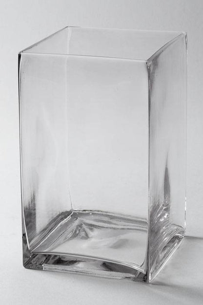 6" X 6" X 10" Glass Square Vase Clear