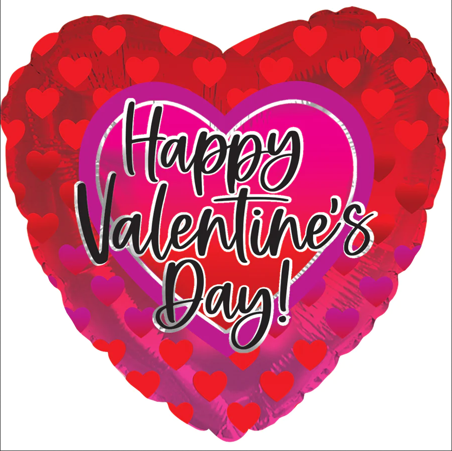 17" Happy Valentine Day Heart Foil Balloon Red Gradients Pink/Red Pkg/10