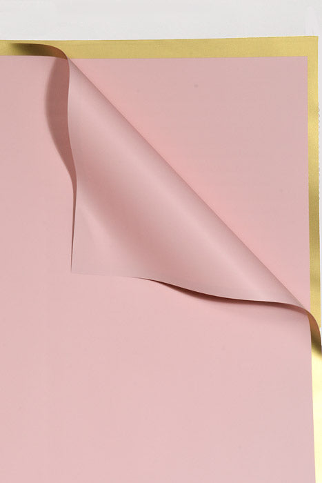 22.5" Gold Edge Flower Wrapping Paper Pink Pkg/20