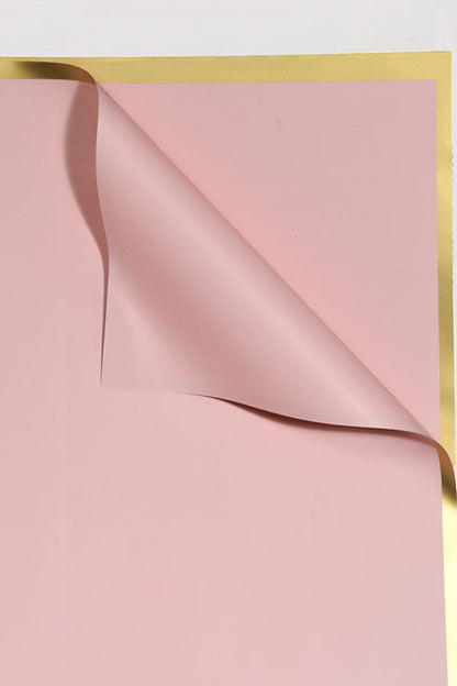 22.5" Gold Edge Flower Wrapping Paper Pink Pkg/20