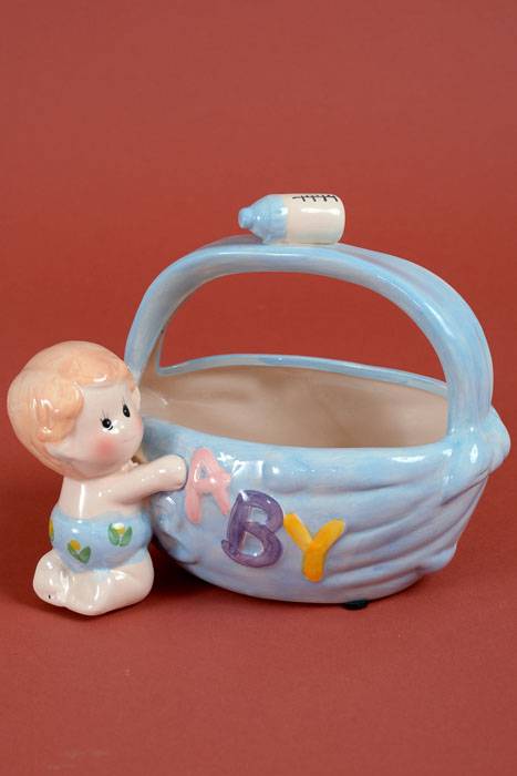 7" Baby Basket Planter Blue