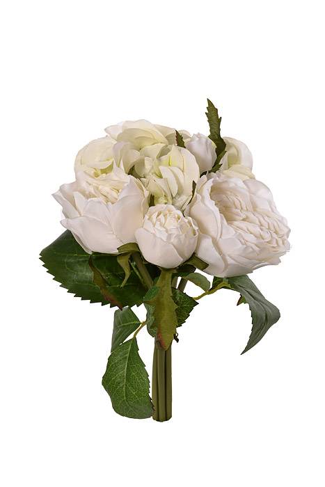 10" Silk Hydrangea/rose Bouquet Cream Green