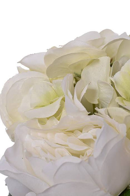 10" Silk Hydrangea/rose Bouquet Cream Green