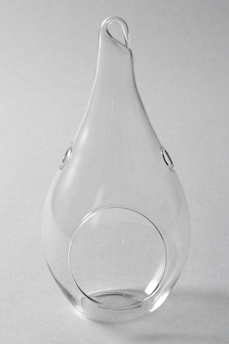 8.25&quot; Glass Teardrop Terrarium W/hook Clear