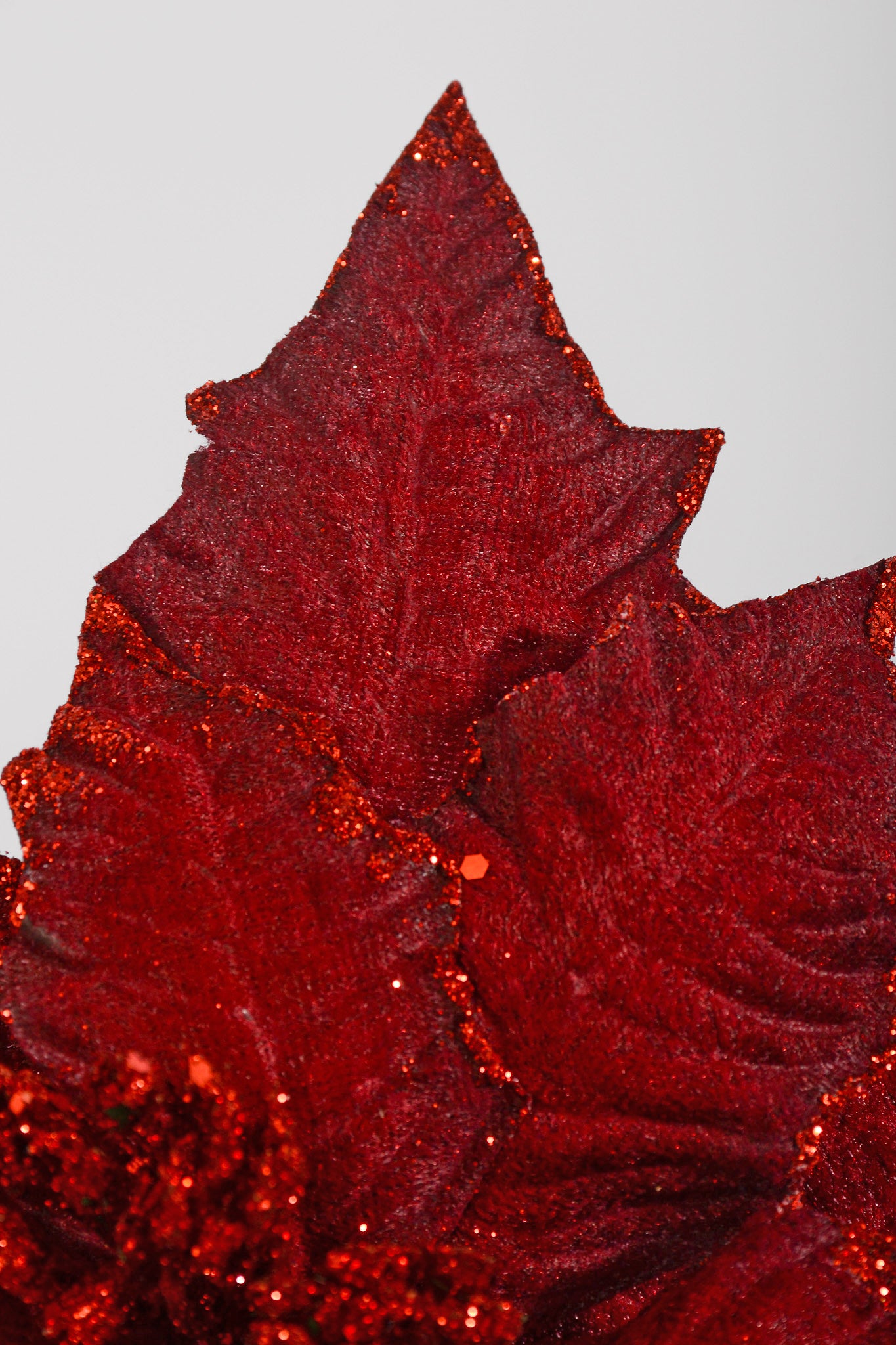 25" Glitter Edge Velvet Poinsettia Burgundy