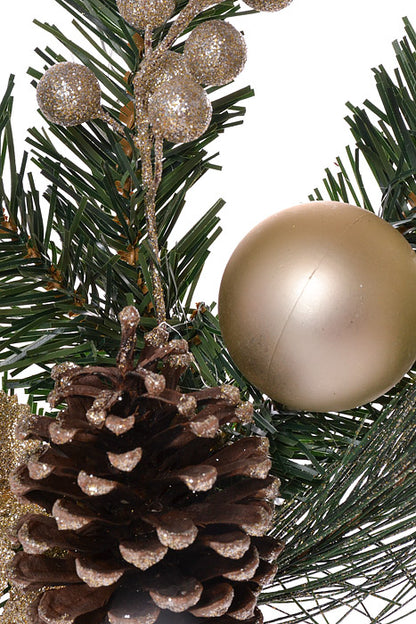 15" Xmas Berry/Pinecone Pick (Green/Gold)