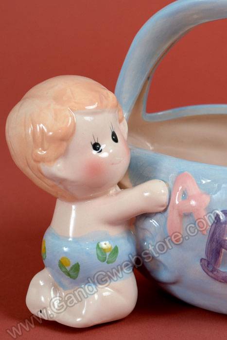 7" Baby Basket Planter Blue