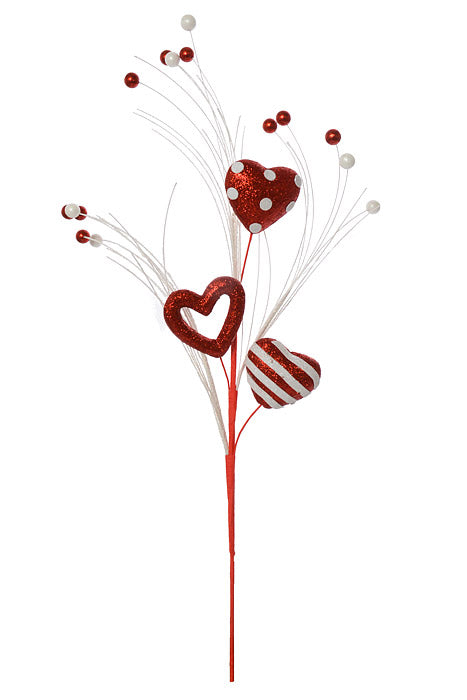 27" Valentine Stripe Polka White/Red