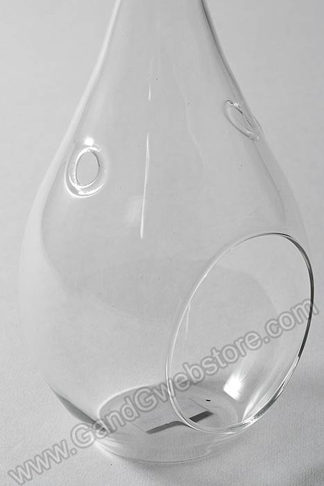 8.25&quot; Glass Teardrop Terrarium W/hook Clear