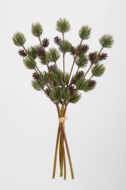 12.5" Pine Bundle With Pinecones Green