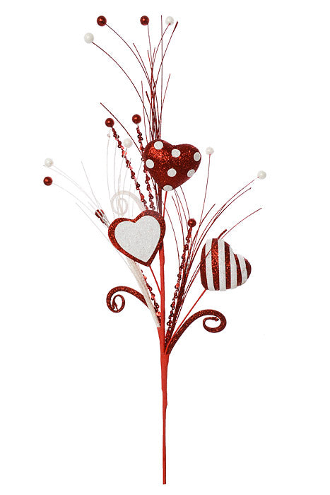 27" Valentine Stripe Polka Red/White