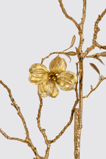 35" Metallic Dogwood Spray Gold