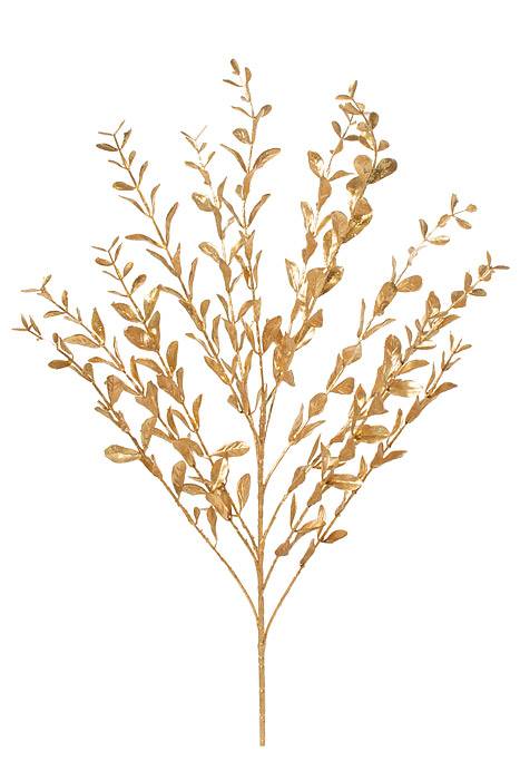 23" Painted Glitter Boxwood Spray Gold