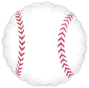 17" Round Balloon Baseball White/Red Pkg/10