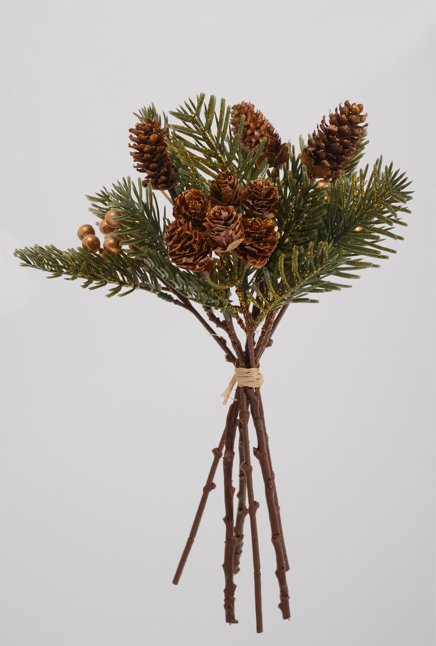 12" Pine Cone Bundle Green