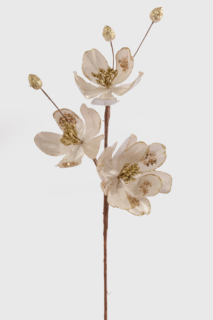 24" Velvet Magnolia Spray Cream