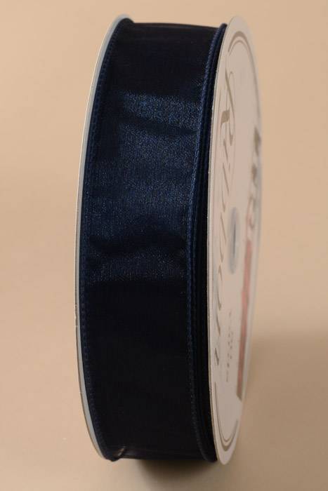 1.5" X 50yds Wired Chiffon Ribbon Navy 