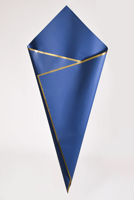 22.5" Gold Edge Flower Wrapping Paper Royal Blue Pkg/20