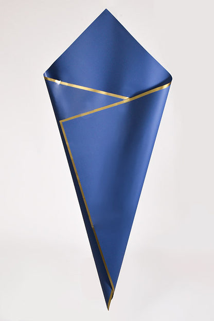 22.5" Gold Edge Flower Wrapping Paper Royal Blue Pkg/20