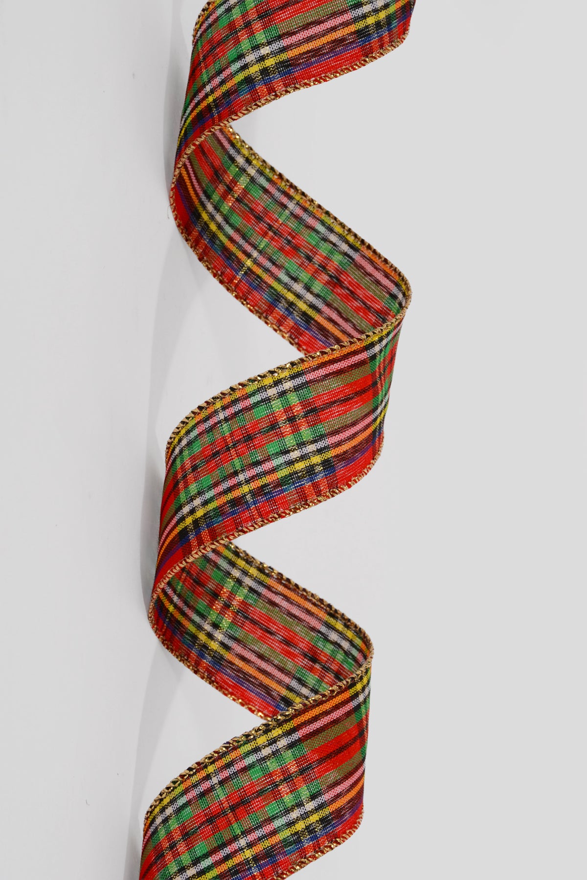 1.5" X 50Yds Wired Tartan Plaid Ribbon Red/Green/Royal Blue/Yellow