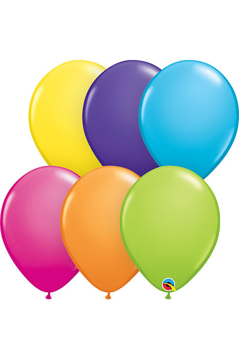 11" Plain Round Latex Balloon Tropical Assorted Pkg/6