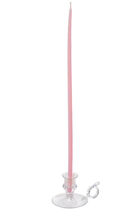16&quot; Tiny Floral Taper Pink Candle Pkg/12