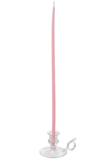 16&quot; Tiny Floral Taper Pink Candle Pkg/12
