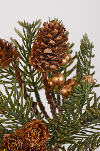 12" Pine Cone Bundle Green