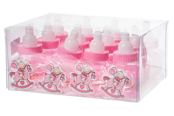 3" Plastic Milk Bottle Pink Pkg/12