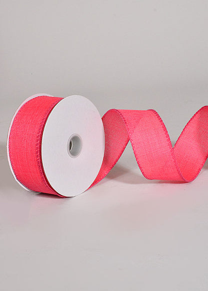 1.5" X 10Yds Wired Poly Linen Ribbon Hot Pink