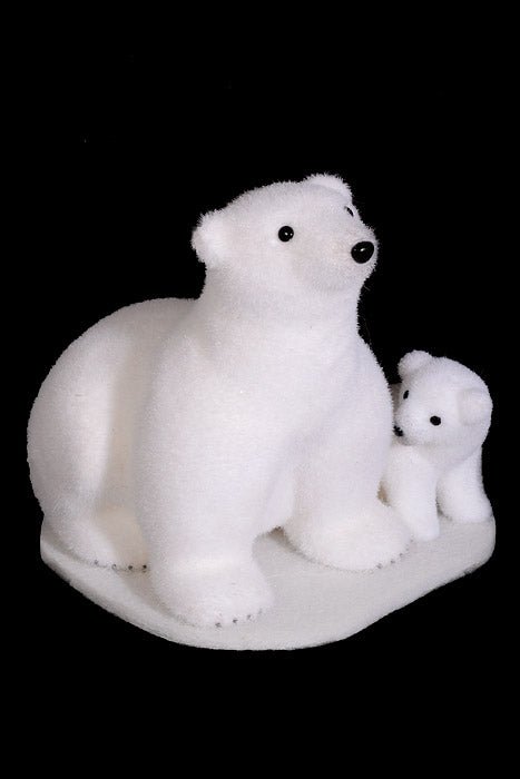 10" Polar Bear with Baby Bear White