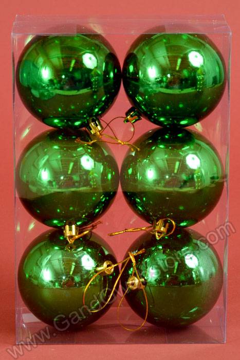 80mm Shiny Plastic Ball Green Bx/6