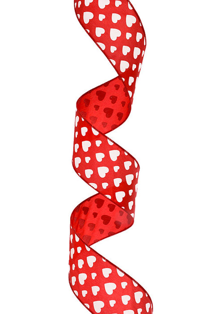 2-1/2" X 50Yds Wired Openhearted Ribbon Red/White