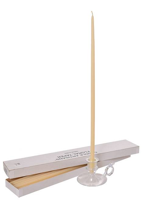 16&quot; Tiny Floral Taper Ivory Candle Pkg/12