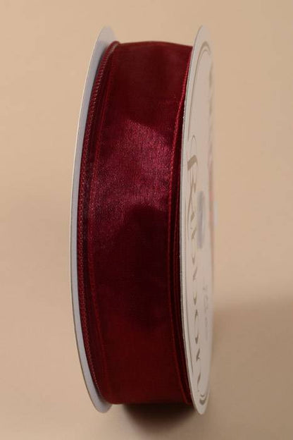 1.5" X 50yds Wired Chiffon Ribbon Burgundy 