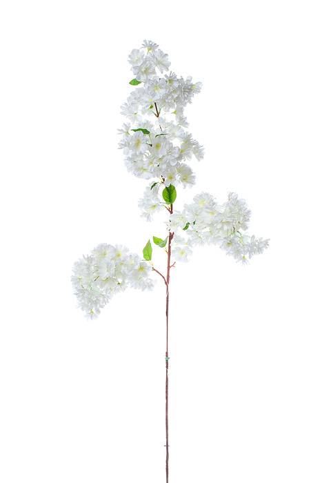40" Silk Cherry Blossom Spray White