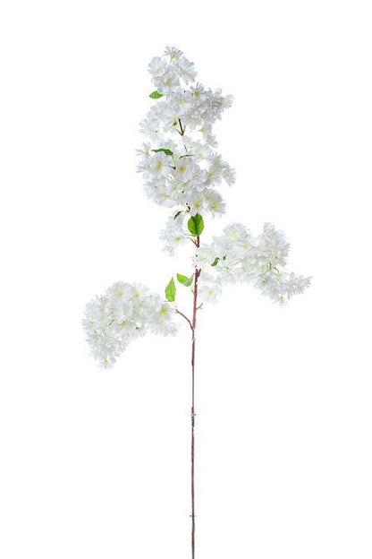 40" Silk Cherry Blossom Spray White