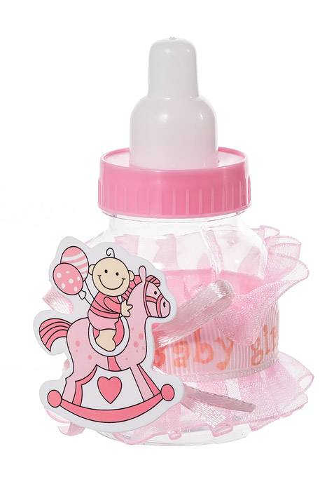 3" Plastic Milk Bottle Pink Pkg/12