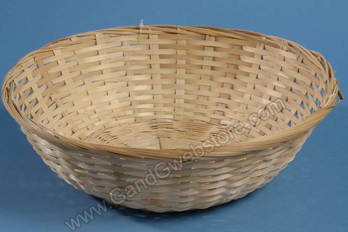 11.5" Round Natural Bamboo Bread Basket Tan Pkg/6