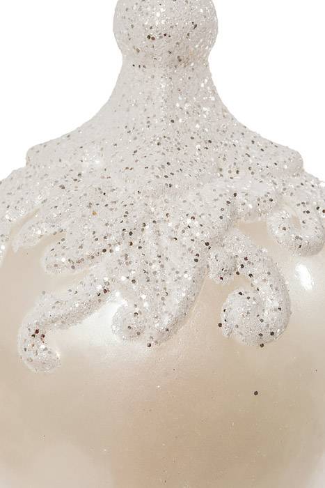 150mm Leaf Ball W/glitter White/silver