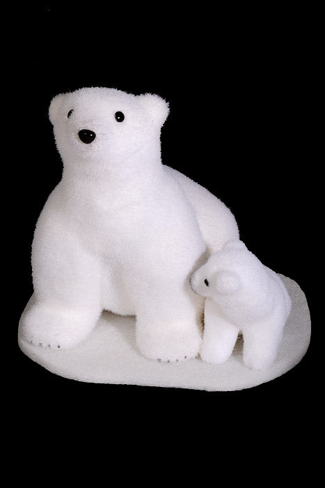 10&quot; Polar Bear with Baby Bear White