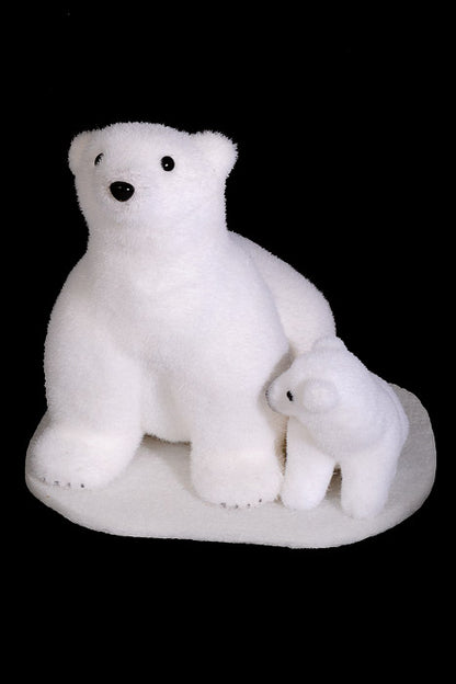 10" Polar Bear with Baby Bear White