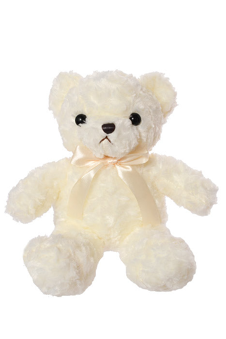 12" Teddy Bear With Bow White