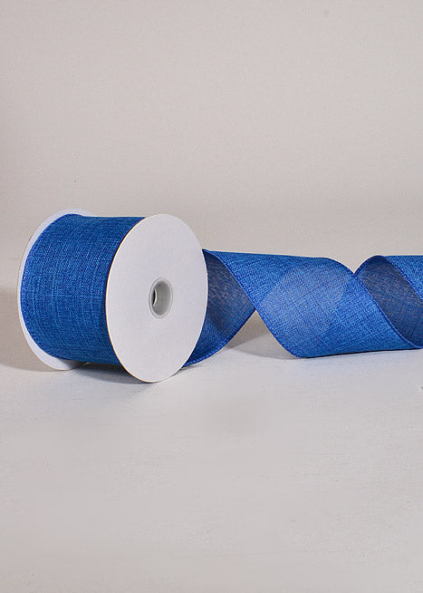 2.5" x 10Yds Wired Poly Linen Ribbon Royal Blue